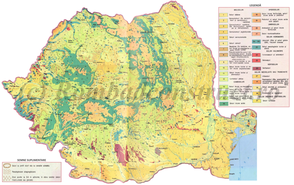 Harta solurilor din Romania
